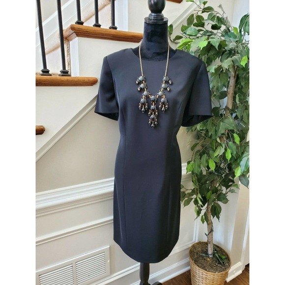 VTG Charter Club Black Polyester Round Neck Half Sleeve Knee Length Dress 14W - Picture 10 of 12
